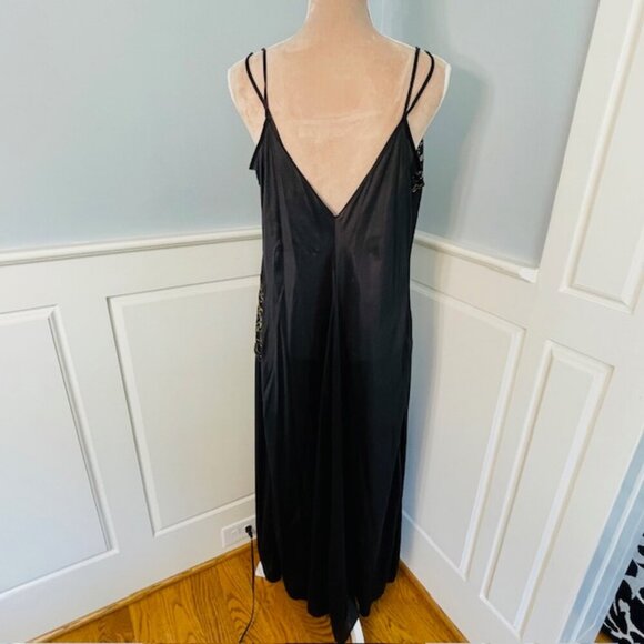 Colesce Collection Vintage 80s Black Gold Sheer Lace Lingerie Maxi Slip Dress 1X - Picture 9 of 12